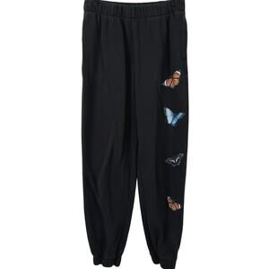 Hollister Women Butterfly Sweatpants Boho Lounge Comfy Fairy Black Size Small